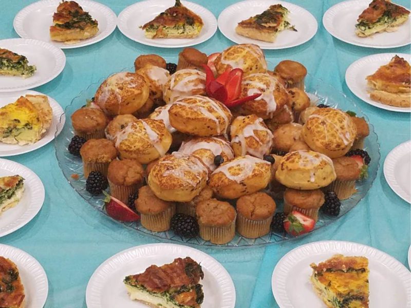 Assorted Breakfast Quiches & Pastries Display