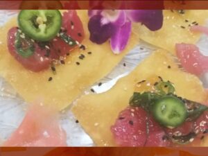 Sesame Ahi Wonton Nacho Orange Creme